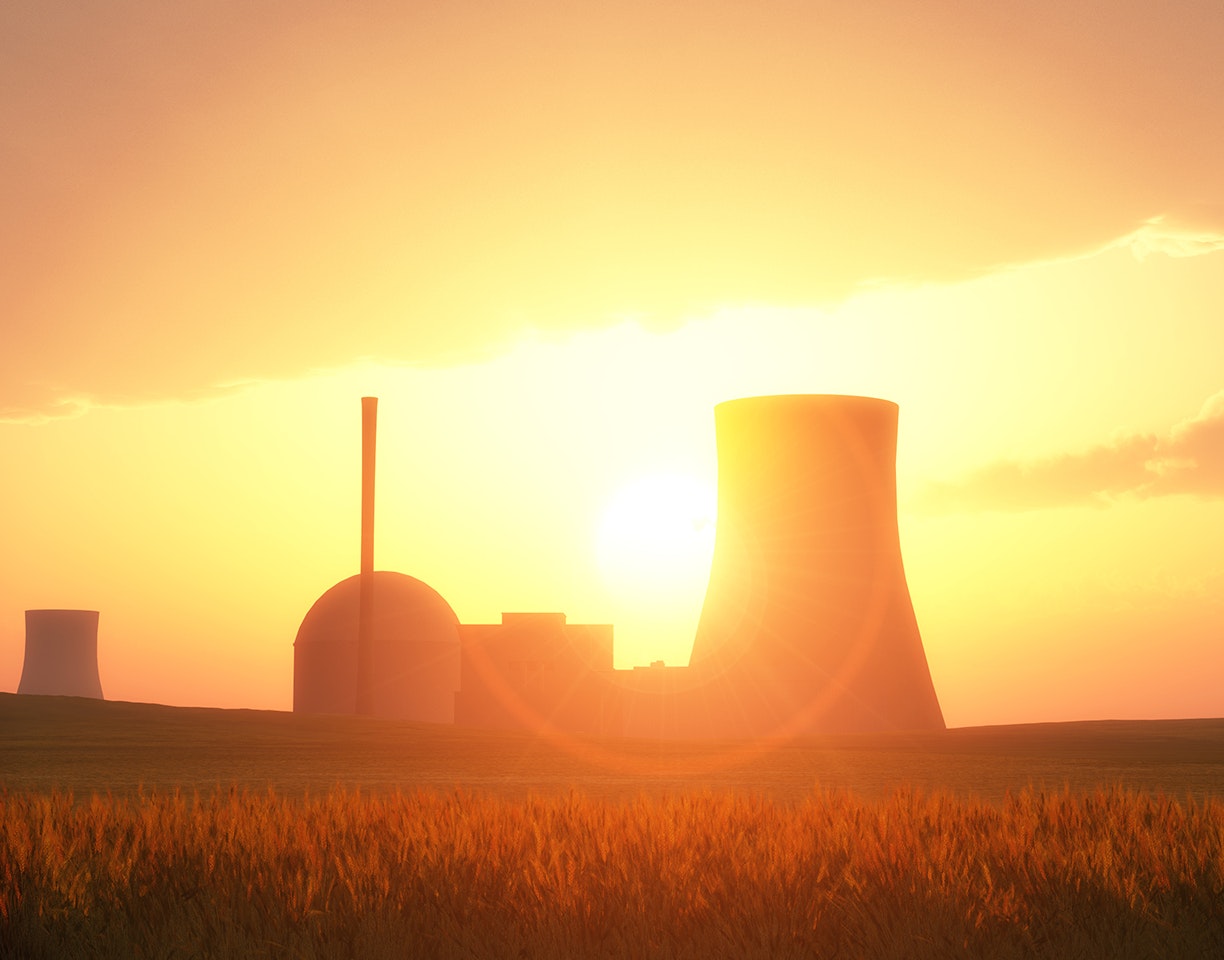 Nuclear power plant sunset